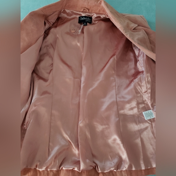 Coral/pink Peach Suede Chadwicks of Boston Classic Lined Blazer 10 petite - Picture 9 of 16